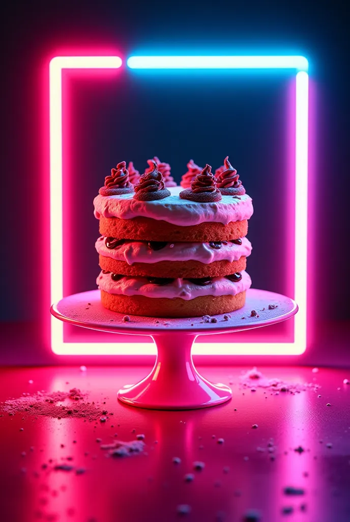 Led neon panel of cake 