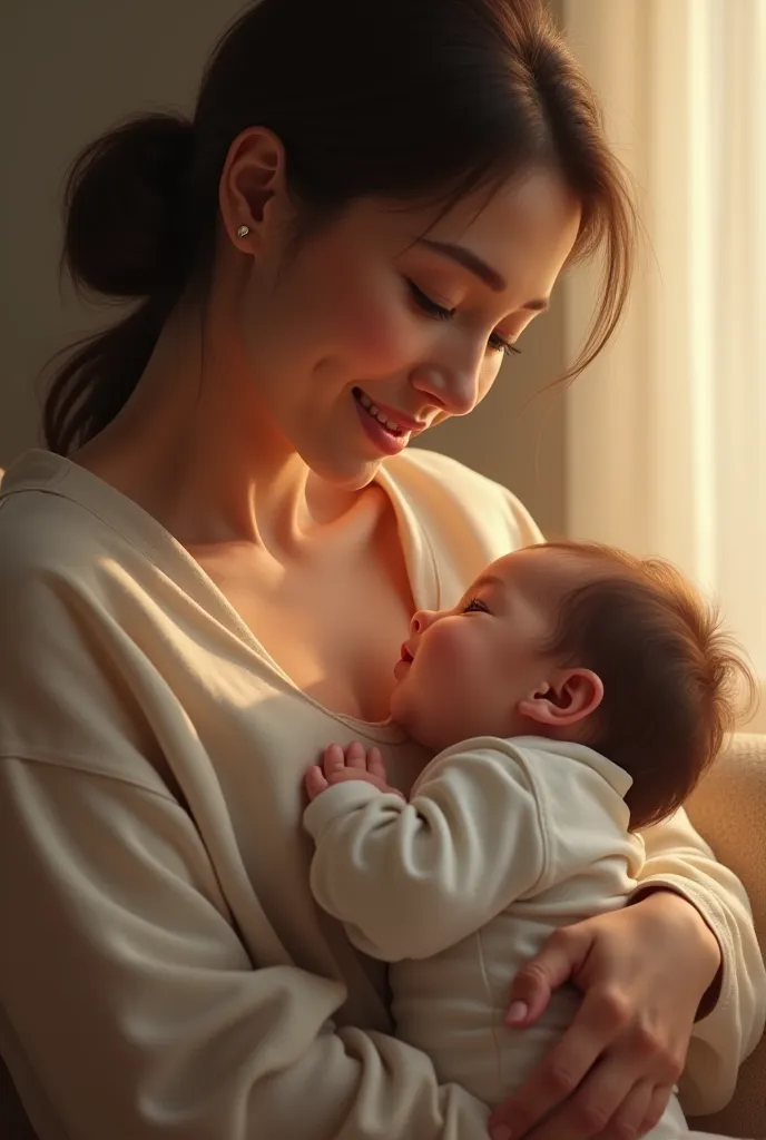 Woman with a baby on her lap