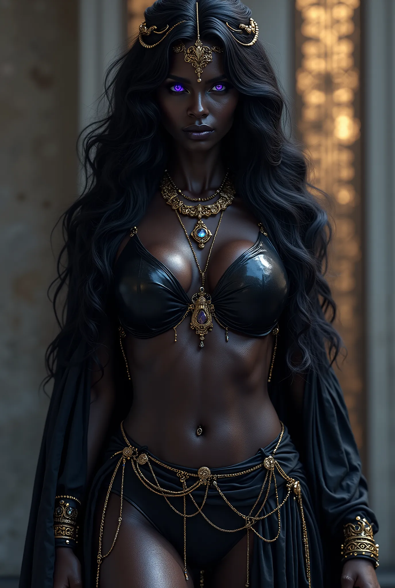 Photorealistic digital art, ultra-detailed, cinematic lighting, 8K resolution.
A full-body depiction of the ultimate Greek goddess of prostitution—a divine embodiment of lust, desire, and forbidden pleasure. Her flawless, obsidian-black skin is darker than...