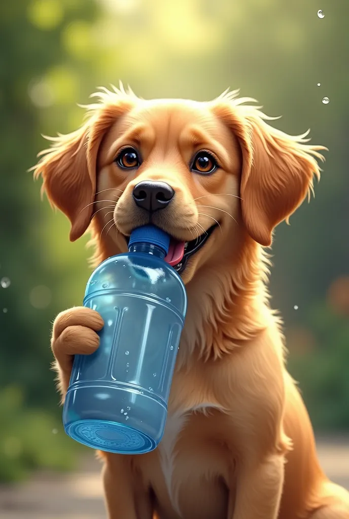 Dog with a drink bottle 