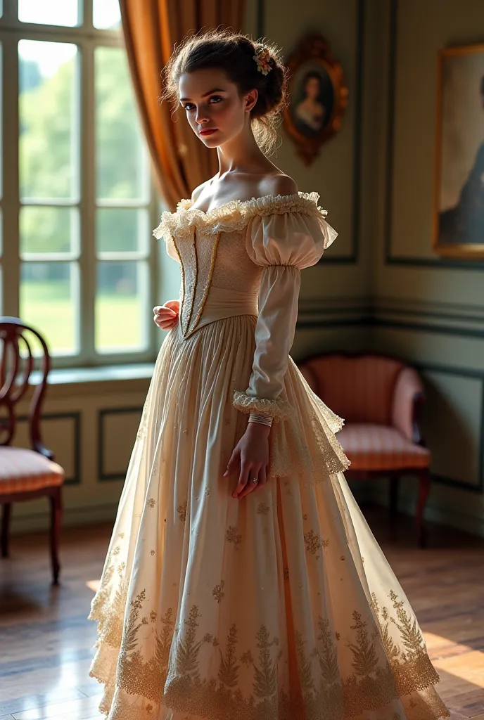 Can you make me a dress for a 15-year-old girl from the 1800s?