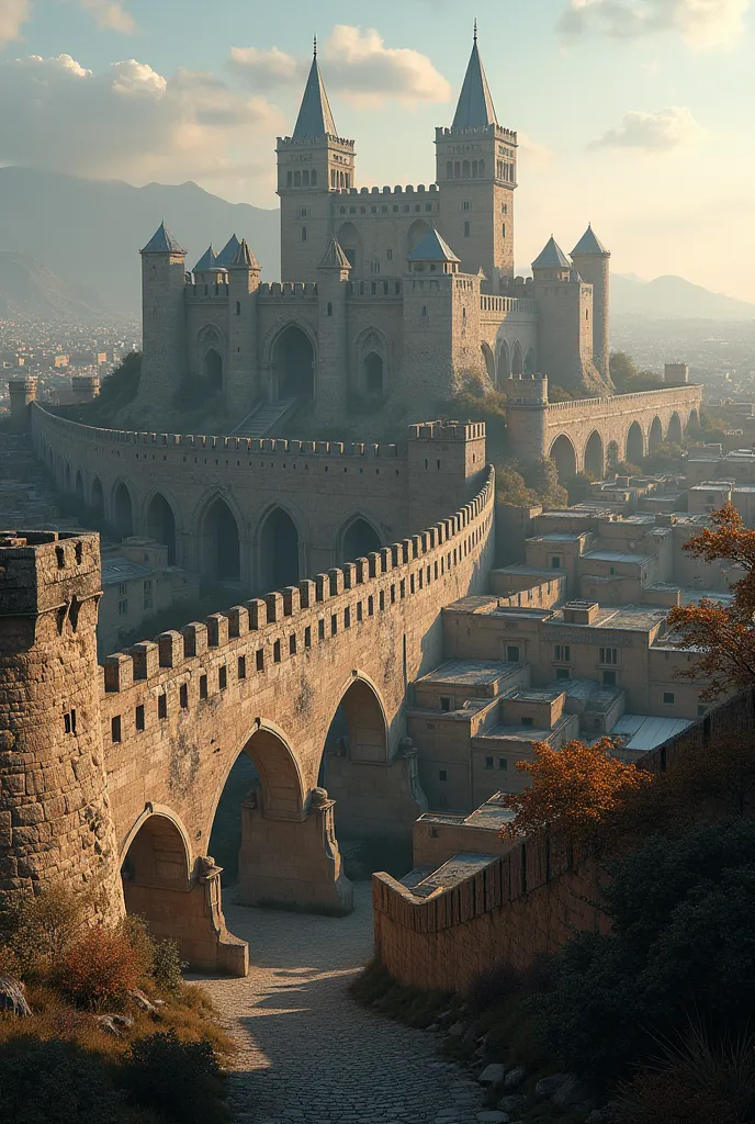 Istanbul Walls and a New Castle Similar to Erzurum Walls, but Old
