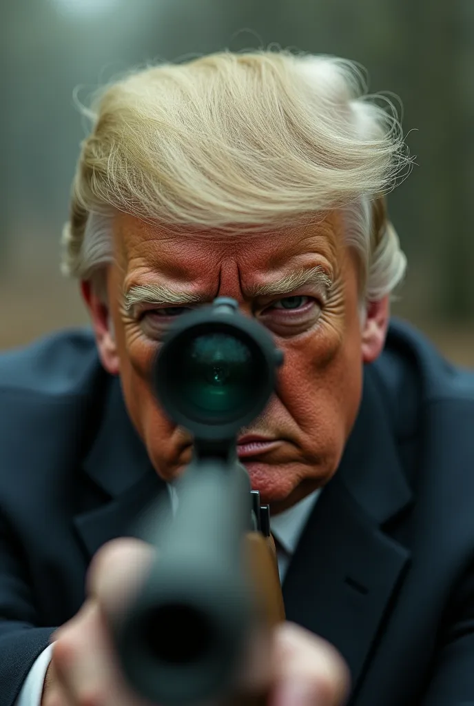 Donald Trump looking through the bull's eye