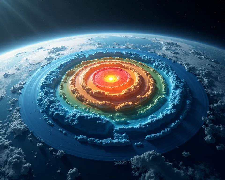 The three main cells of atmospheric circulation with Hadley cells, Ferrel and Polar