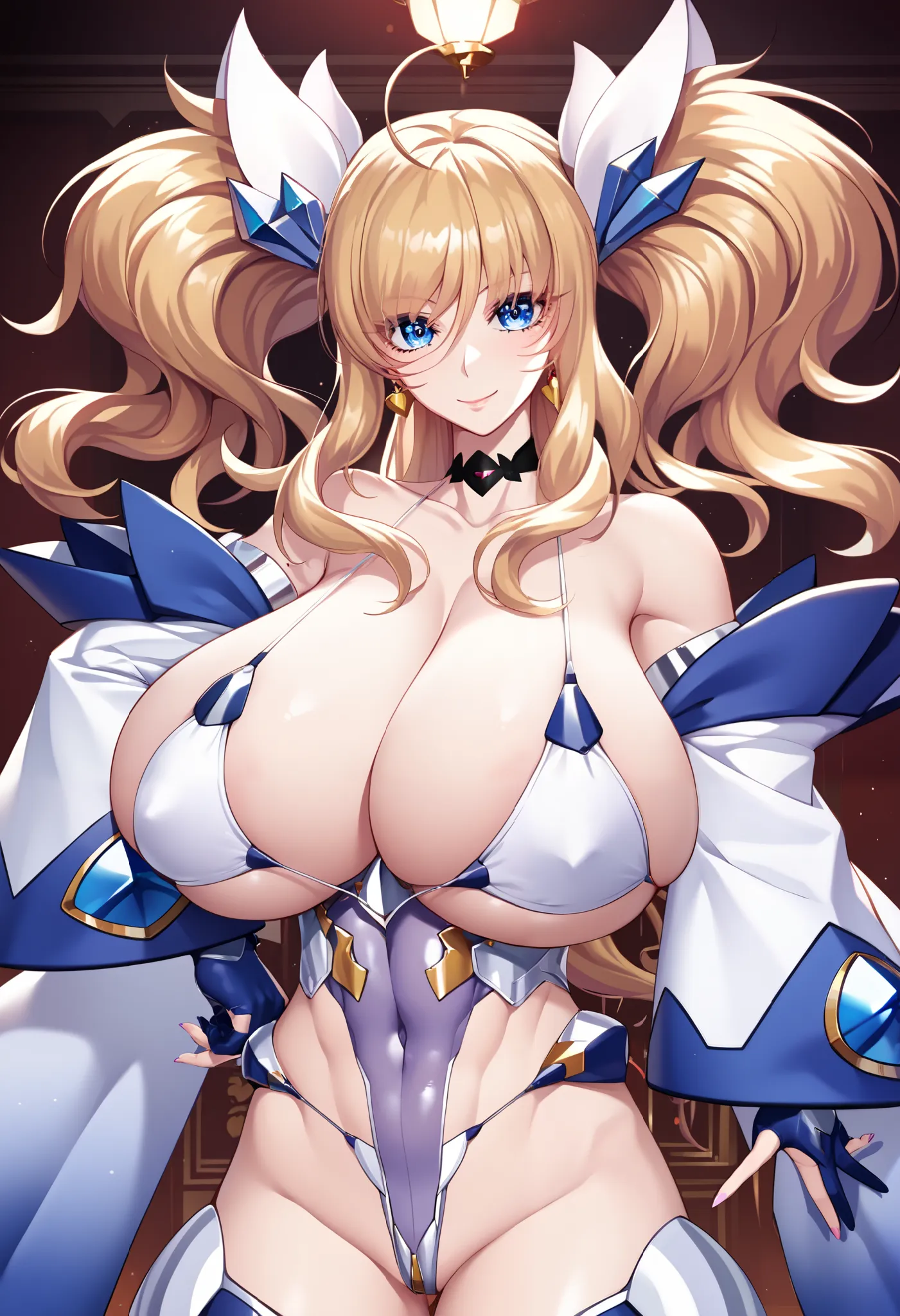 score_9,score_8_up,score_7_up,source_anime,onisaki kirara, blue eyes,twintails,blonde hair, 1girl,breasts, long hair, Big breasts, huge breasts, hair ornament, ,looking at viewer,prefect lighting, , masterpiece, high quality , best quality, ,,,,, onisaki k...