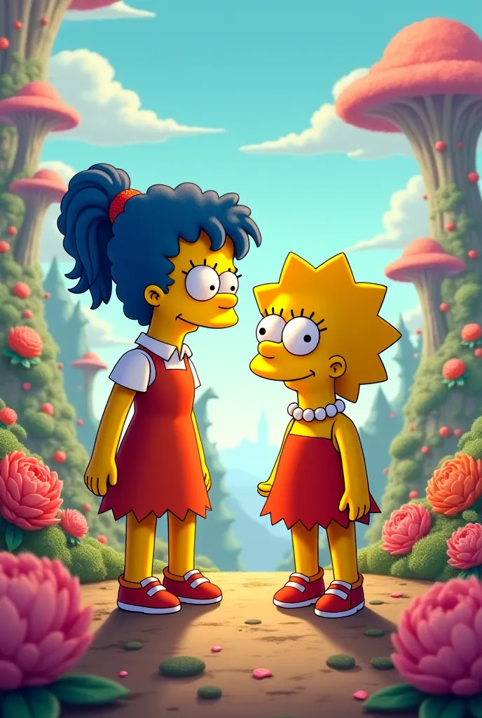 The same photo but it changes the character on the right by Lisa Simpsons and the one on the left who is a woman