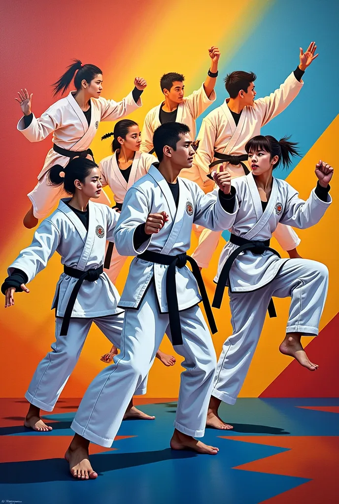 Build a collective Taekwondo mural on an easy-to-draw eighth of cardboard 