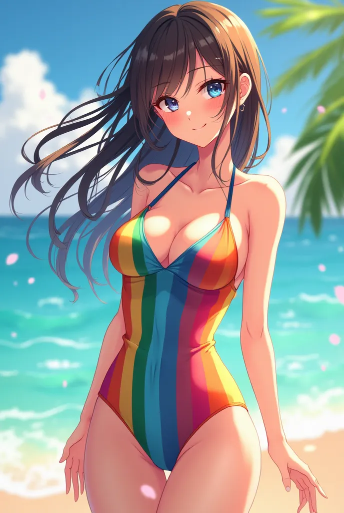 Create an anime girl in a swimsuit