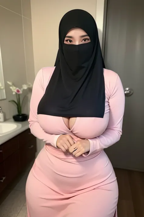 Milf with sons,(Masterpiece, Best quality, High quality:1.4), (Curvy:1.1) (Full body shot:1.1),  ((huge breast)),  (Large breasts:1.1), 8K, high quality, nice lighting, soft lighting, realistic, dark eyes, sexy, big breasts, thighs, wide hips, malaysia dre...