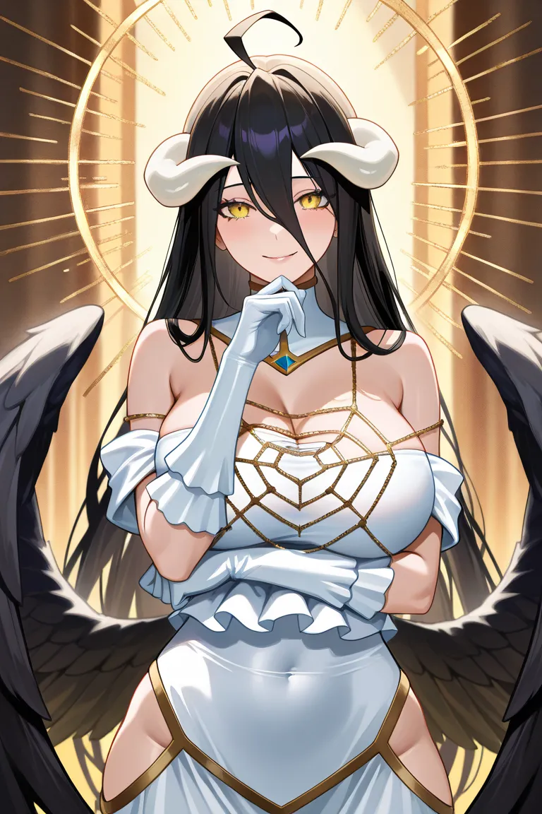 a (super realistic) Beautiful girl , Albedo from overlord, the best high quality, best quality,  illustration, cinematic lighting, ultra  details,  details face, sexy face, ( details eyes:1.05), (realistic eyes:1.05), best quality, hyper  details, beautifu...