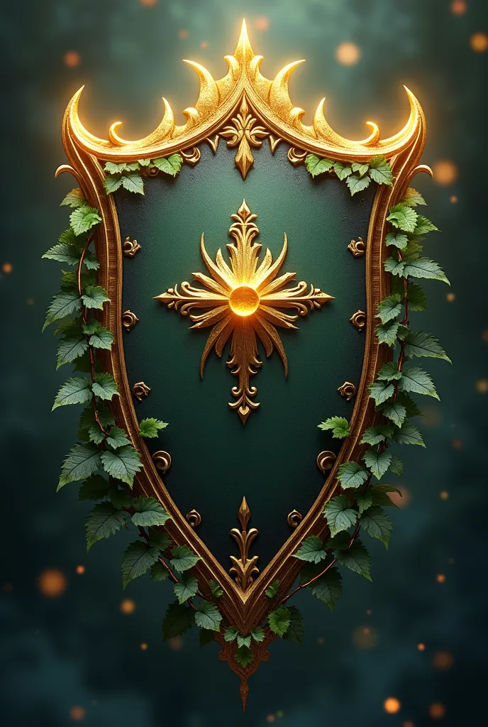 Edges that are only golden, And on the sides of the shield put leaves in a decreasing way 