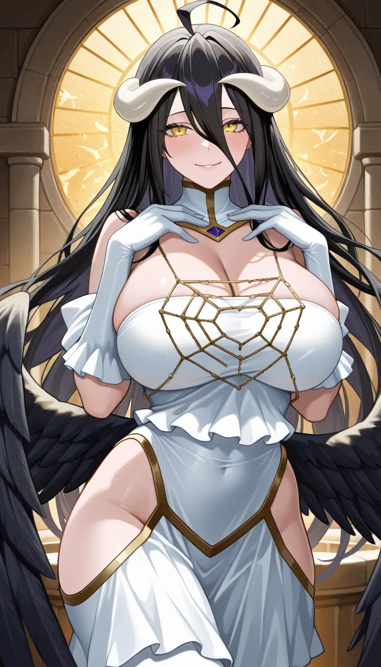 a (super realistic) Beautiful girl , Albedo from overlord, the best high quality, best quality,  illustration, cinematic lighting, ultra  details,  details face, sexy face, ( details eyes:1.05), (realistic eyes:1.05), best quality, hyper  details, beautifu...