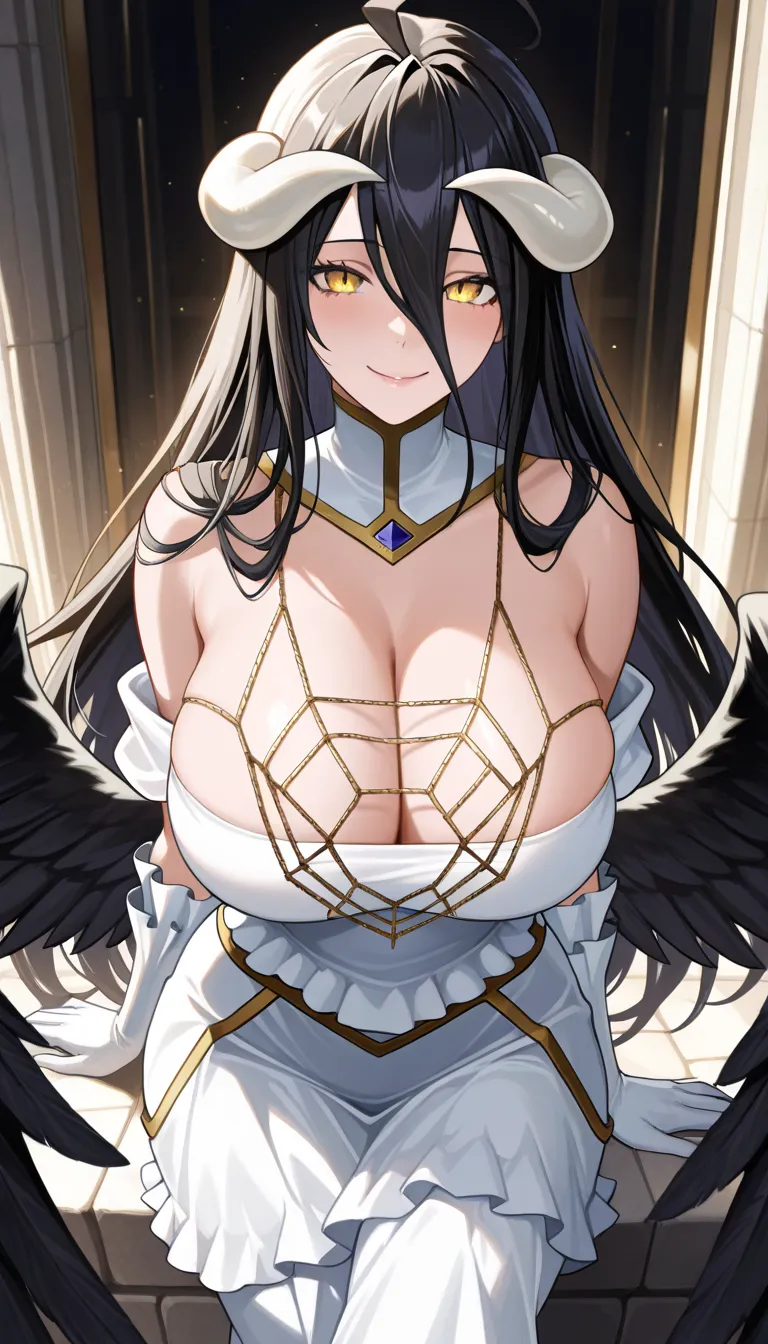 a (super realistic) Beautiful girl , Albedo from overlord, the best high quality, best quality,  illustration, cinematic lighting, ultra  details,  details face, sexy face, ( details eyes:1.05), (realistic eyes:1.05), best quality, hyper  details, beautifu...