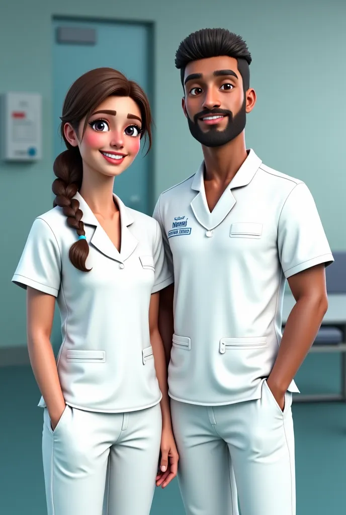 
is a nurse whose name is written on the nursing clothes in white (Najla) She is 22 years old and next to a 22-year-old Omani man named Osama
