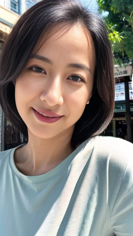 (UHD, masterpiece, anatomically correct, textured skin, super detail, highres, 8k, sharp focus, Clear Images)、((( front view、from front:1.4))), (Looking at me:1.8)、 she says ((40 years old))A typical normal housewife of。 Frontal lighting 。professional ligh...