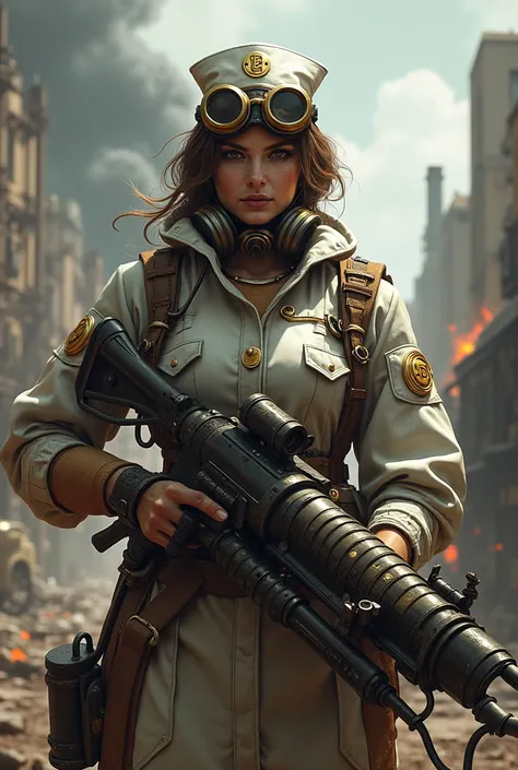 Combat Nurse,  steampunk style , loading weapons