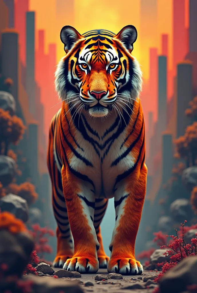 Realistic tiger, geometric, 8k--s 750