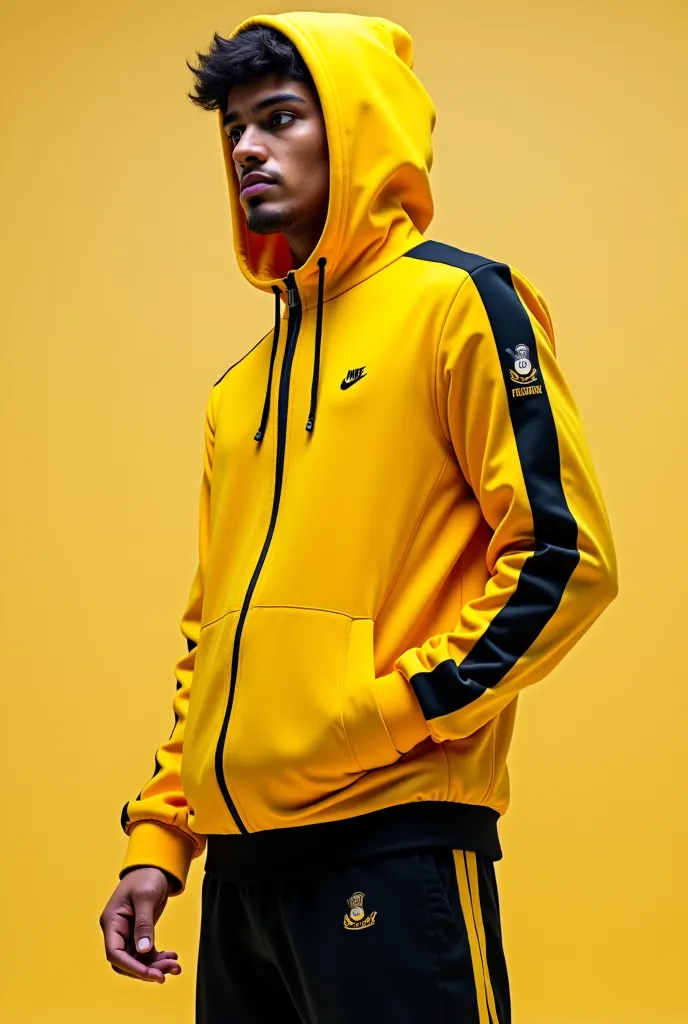 Modern sporty jacket and buso set for men in yellow and black