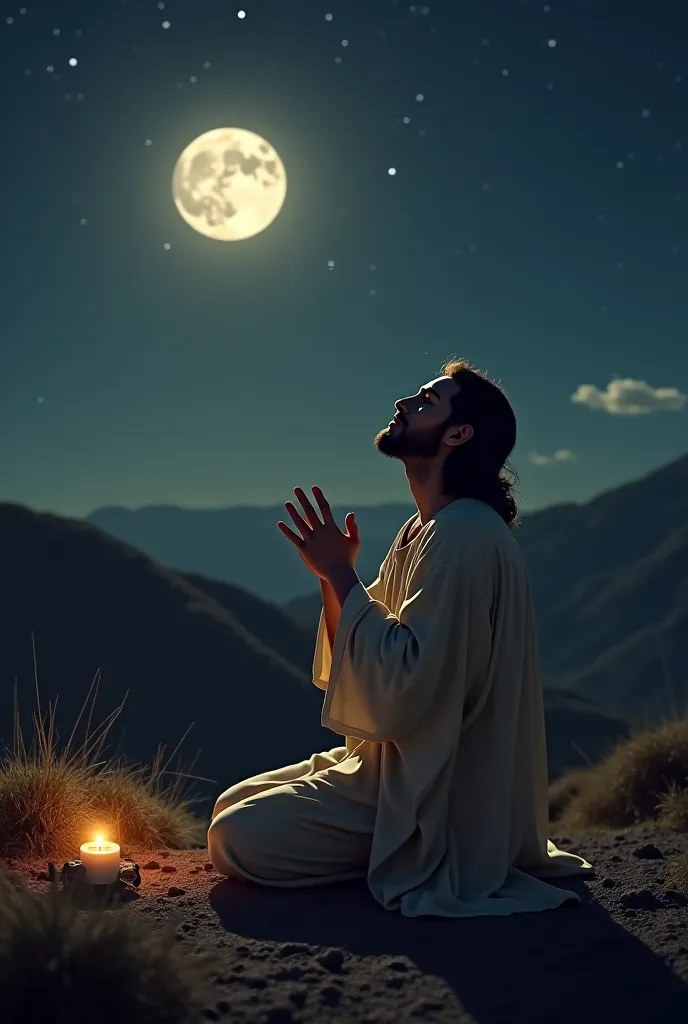 Jesus praying at night