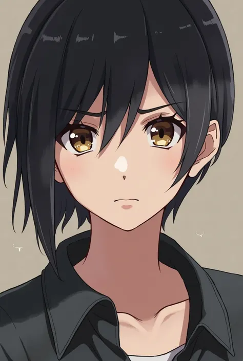 adult, short black hair, brown eyes, high res, looking at viewer, anime, confident