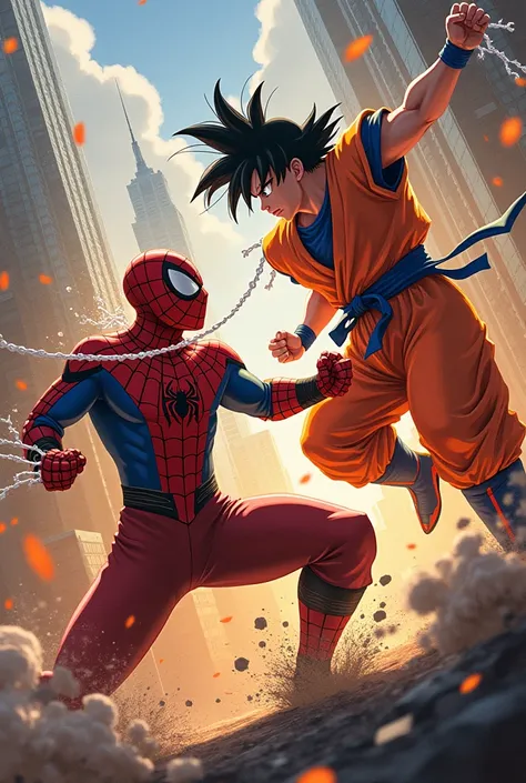 I want you to create a Spider-Man vs. Goku fight