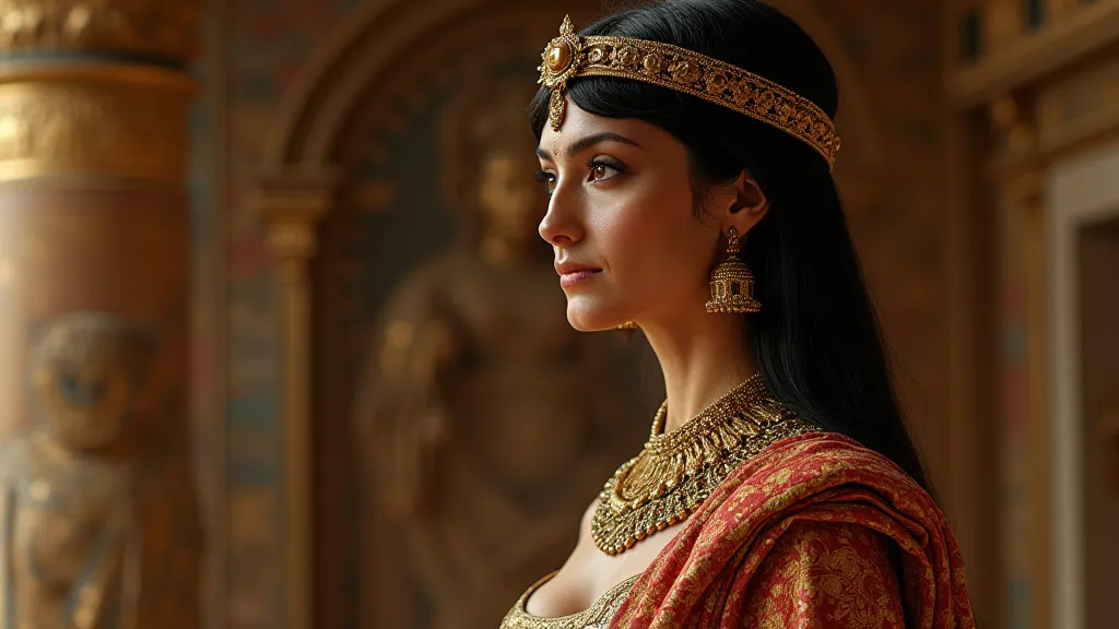 hyper realistic, ultra detailed photography Cleopatra’s life was intertwined with some of Rome’s most powerful men. Her legendary romance with Julius Caesar began in 48 BCE when she famously smuggled herself into his presence, rolled in a carpet. 