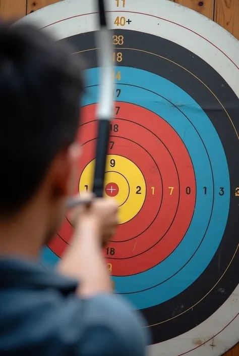 Logo for a banner of shooting target programme SPM student 2025 (they target to get excellent results in their SPM exam) (a student shoot archery at A+ point on shooting target for SPM exam) from this picture can you put an A+ on the shooting target