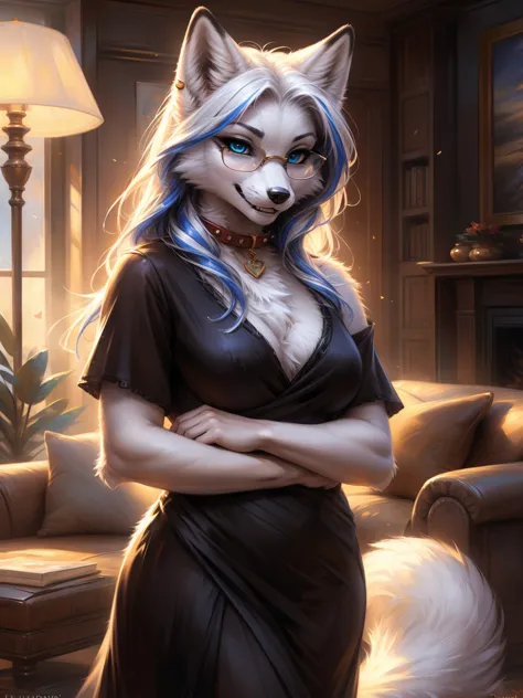 (author：Hioshiro and Kenket and Dimwitdog, Michael &amp; Inessa Garmash, ruanjia, pino daeni, Chunie), uploaded the e621, ((beautiful and ultra-detailed)), lighting cinematic, seductor, (female anthro arctic Fox, fluffy fur, fur tuft, character focus:1.5),...