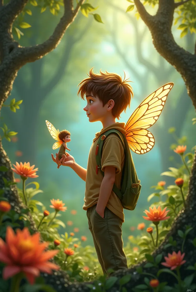 A young man with a fairy