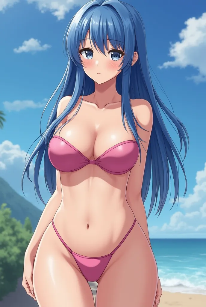 
Beautiful juicy anime girl with blue hair big booty and breasts completely naked without panties and bra