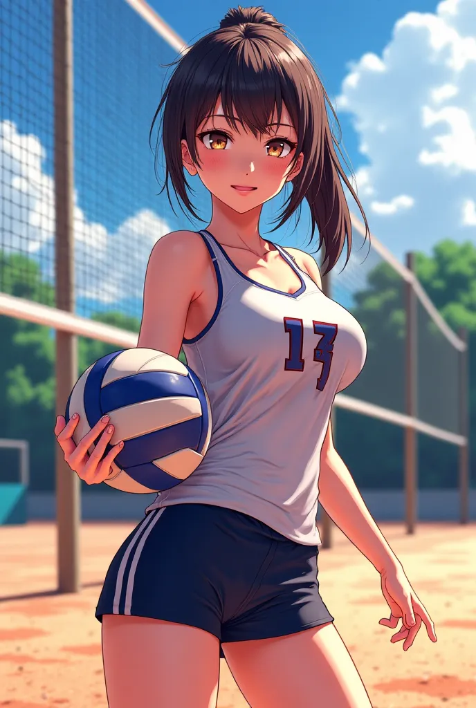 Create a sexy image of an anime volleyball player