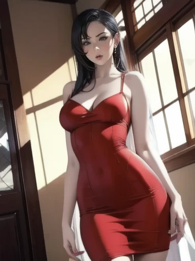 近接した  Wear a Clear Red Dress   ,  Wear a Clear Red Dress   、 Wear a Crimson Dress    ,  sexy dress, see-through dress, skin  tight dress, sexy gown、extravagant dress, I'm wearing a red dress ,  tight dress,   open dress,  is tall ,  skinny, Beautiful Godde...