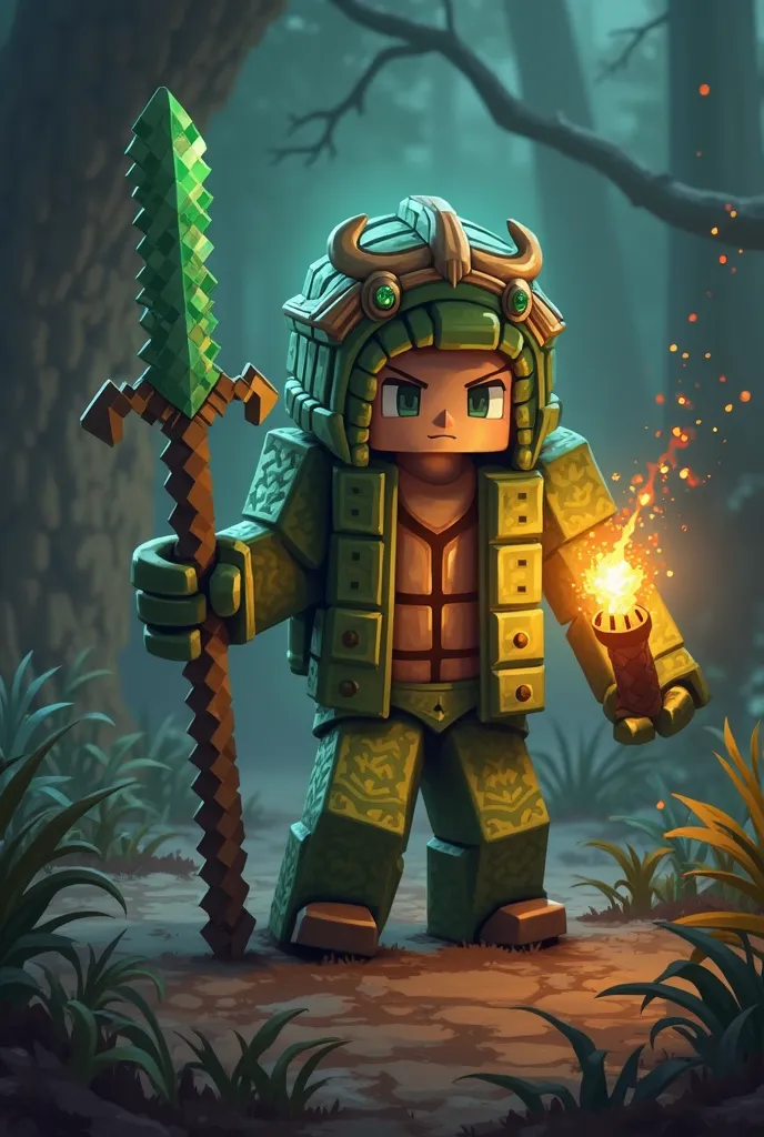  I want you to make a cover for a series of 5 friends experienced in Minecraft and the name of the series is ? When one will have a legendary itemThe items are the pickaxe golden sword trident Soul_Lantern turtle helmet