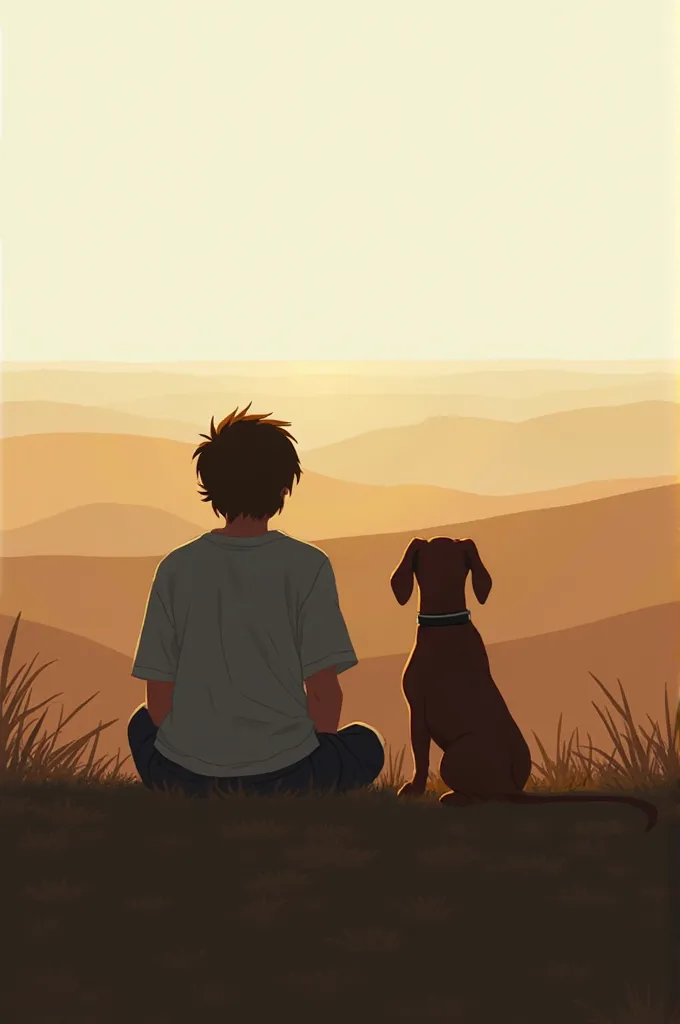 The doxhound and his owner look at the horizon 