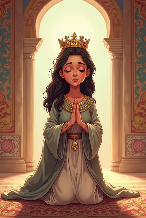 Queen Esther praying cartoon version 