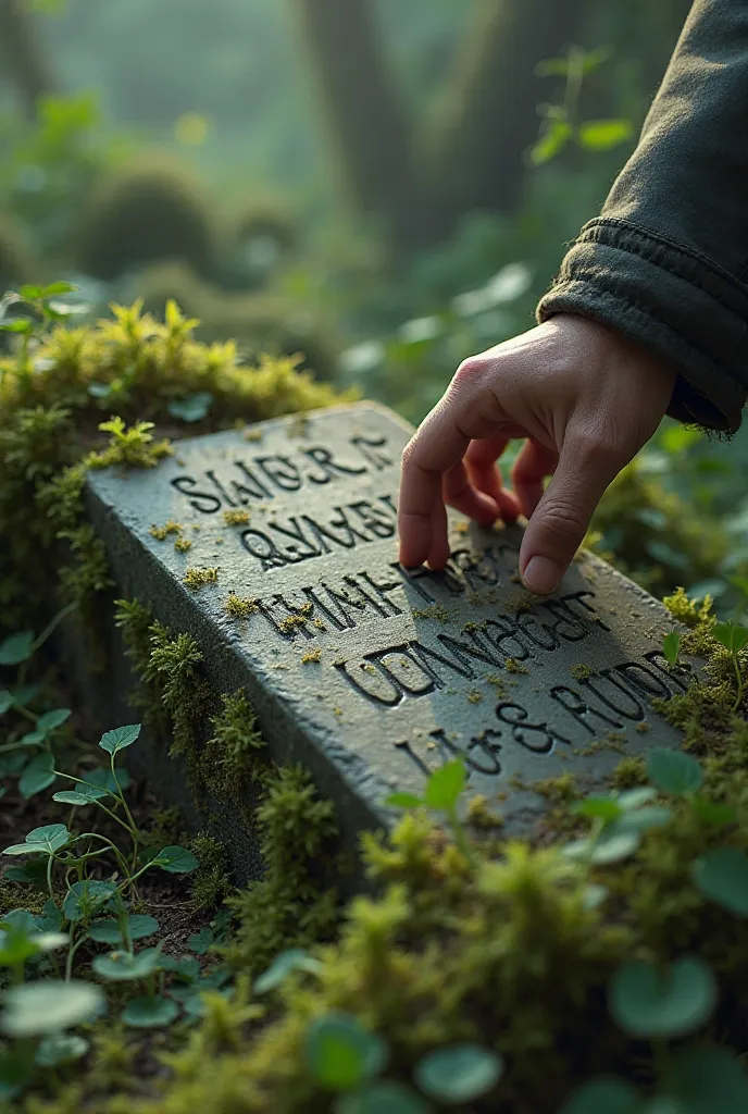 Image Prompt:
A close-up of an ancient gravestone, its inscriptions faded and covered in ivy. Arun’s hand reaches out to trace the forgotten letters. Style: [3D Pixar].
