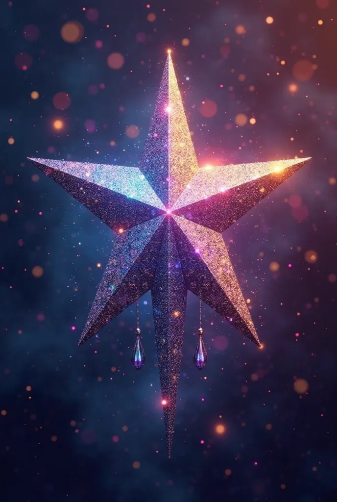 golden star, blue purple pink gradient background, glitter, unique logo, 8k, high quality, detailed, photorealistic, fantasy, digital art, cinematic lighting, volumetric fog, depth of field, intricate design, ornate frame, vibrant colors, dynamic compositi...