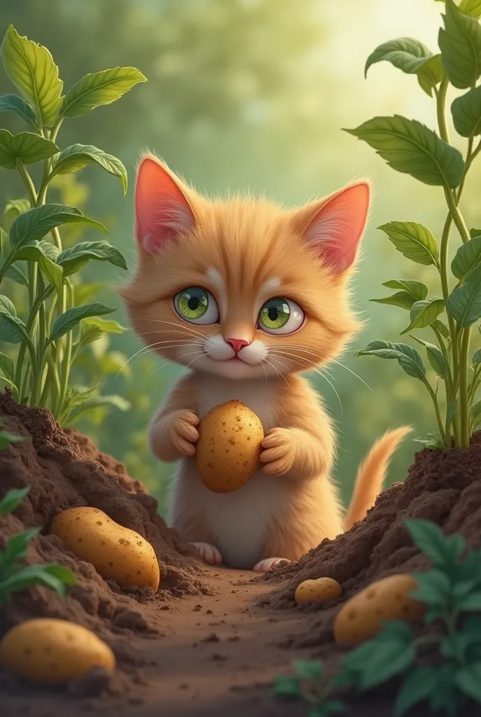 A cat that is making potatoes