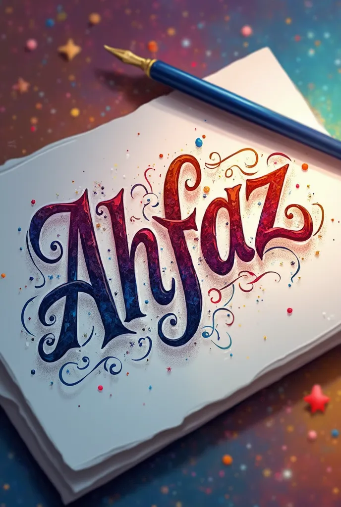 Write ahfaz name styleshly with a pen by its side and it should look creative and colorful