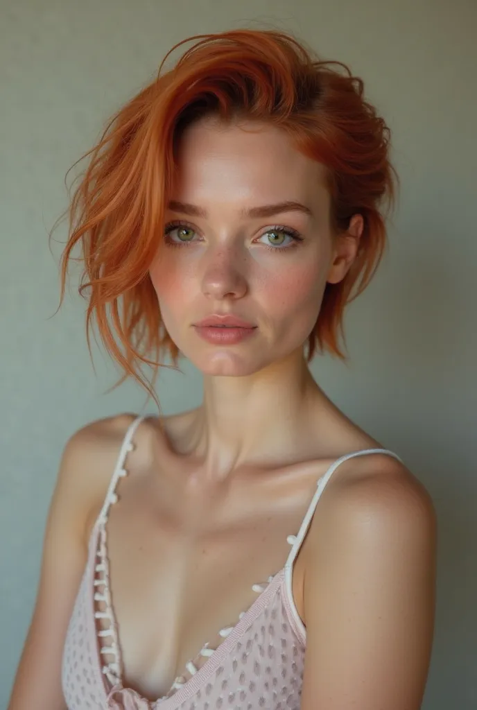 
Realistic photo of a woman, she is 19 years old, her name is Agnes, green eyes, short red hair, fitness body, She is natural, She is ultra realistic, She is photogenic and a model,