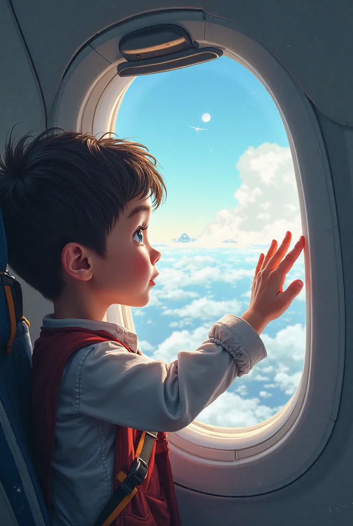 A Boy Traveling on a Plane