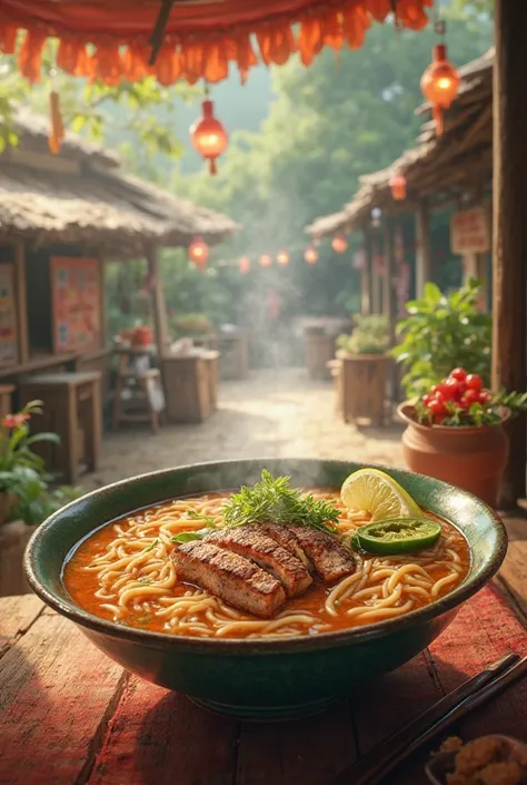 fish(kampong) and mee around noodle soup with bowl
