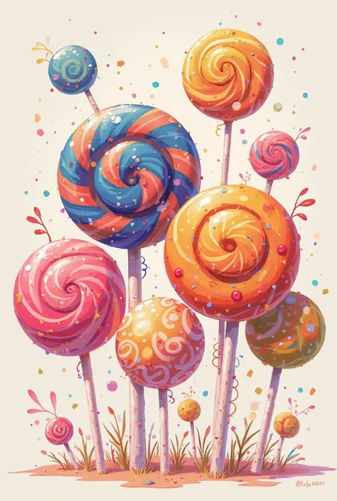 Drawing a group of lollipops 