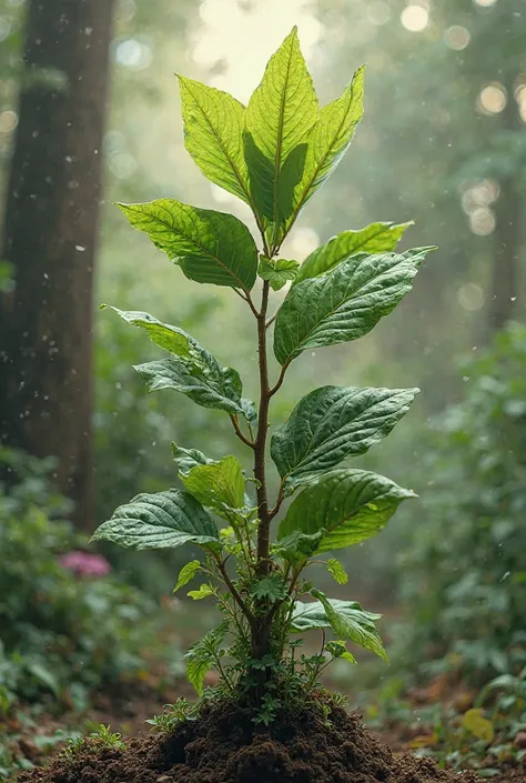 Three images of a damaged plant regenerating and healing in its entirety