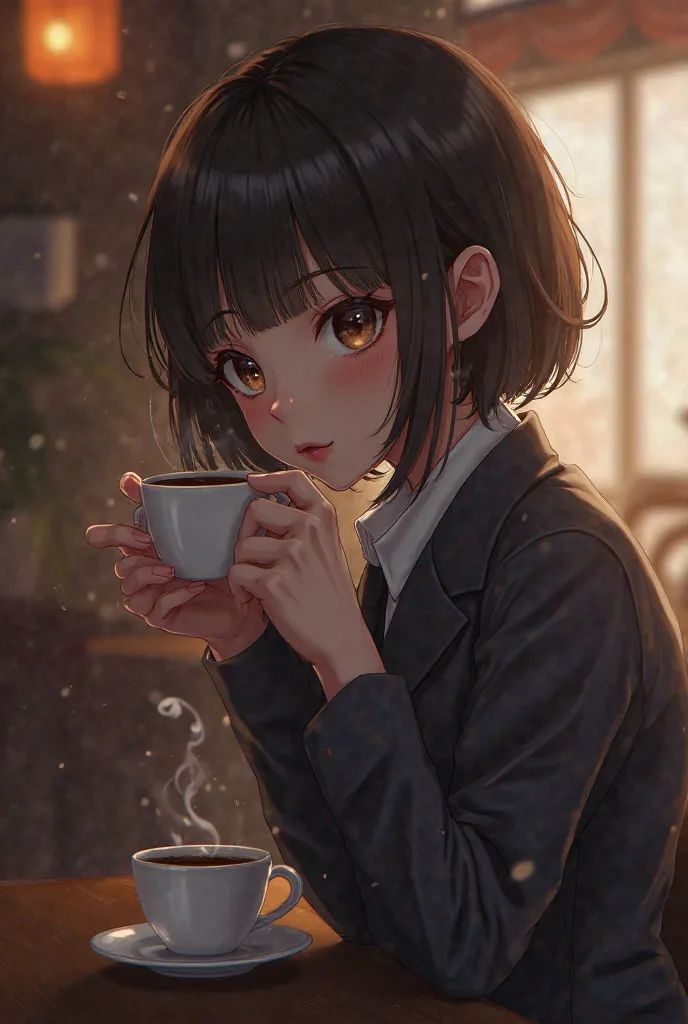 Haibara Ai with coffee