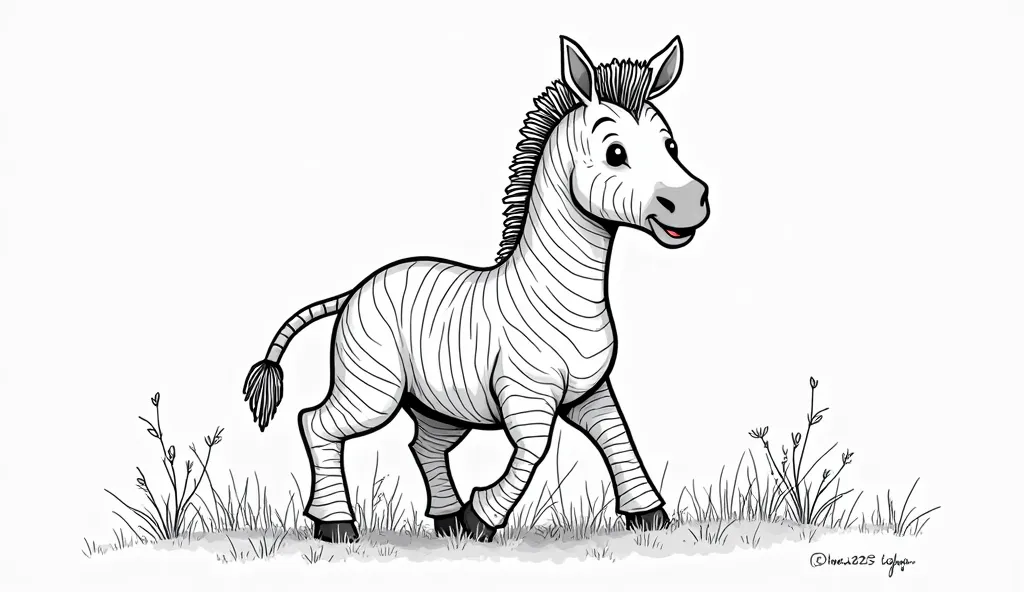 Create an illustration for a coloring book 8.5 x 11 of a Zebra , use only the color white to generate the image, color only white, do not use the color black at all, it was clear ? in the continuous line style of a coloring page, leave the image ready for ...