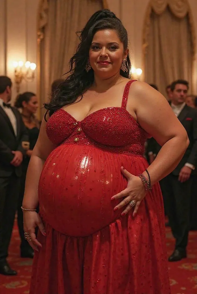 A woman named Seraphina 

Seraphina description: Her belly looks like a pregnant woman's, but is 120cm big (3 feet big) looking more like a yoga ball that was 35 times tge size of her head, her chest resembles 2 massive balloons each being the size of a gl...