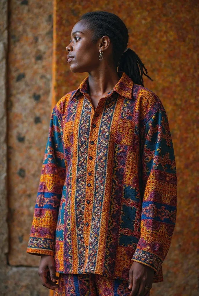 A line long sleeve with ethiopian hand woven 