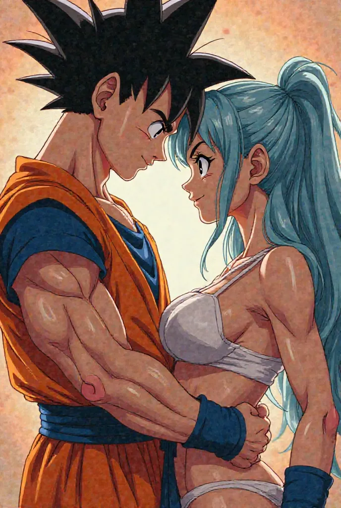 Goku nickes Bulma and inserts his cock into her pussy