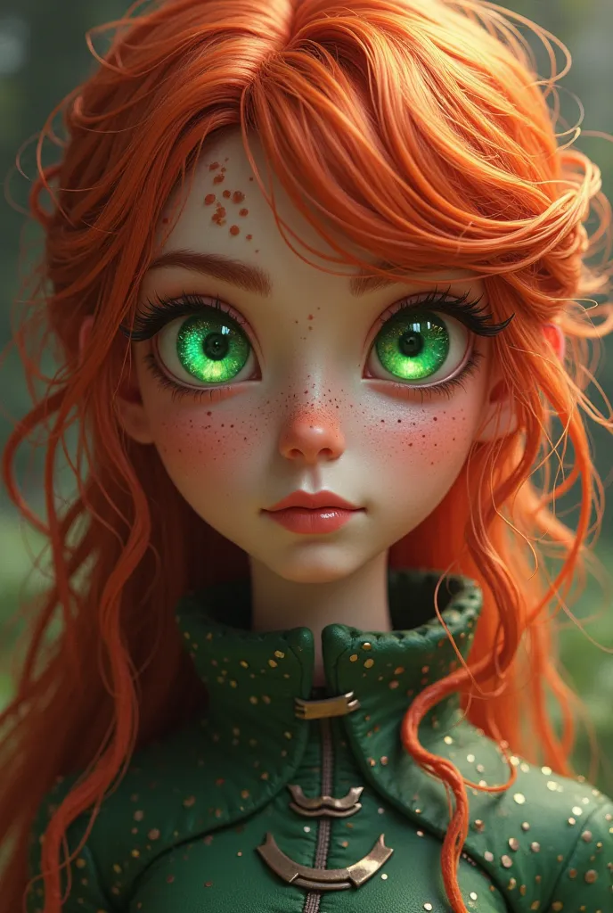 High defined red hair green eyes animation 